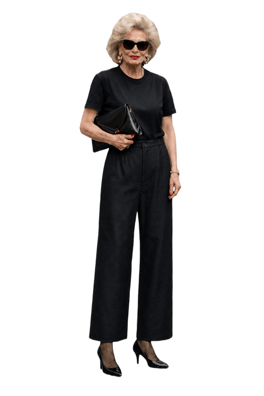 1980s Black Rayon Blend Trousers - Model