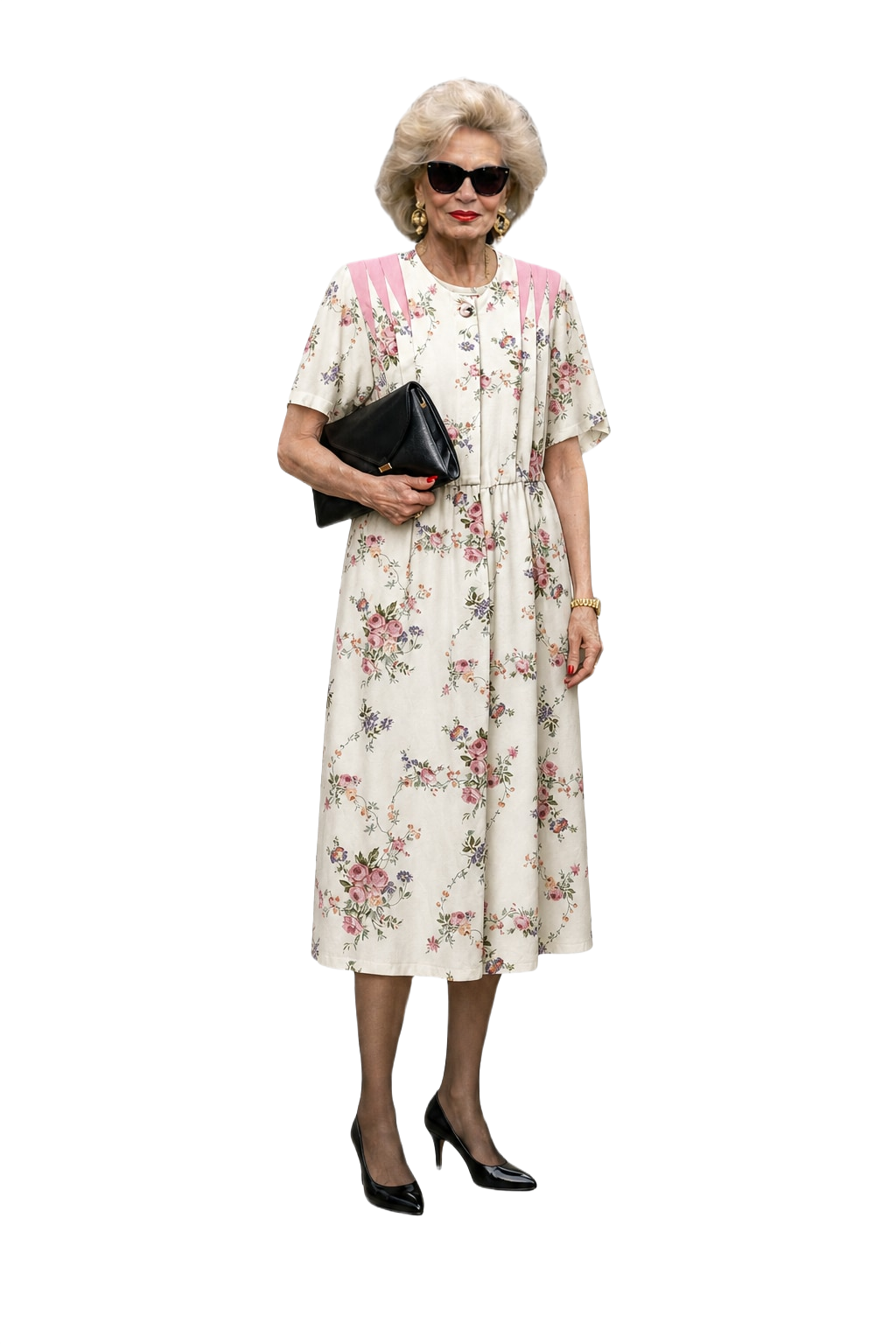 1980s Cream Smooth Dress - Model