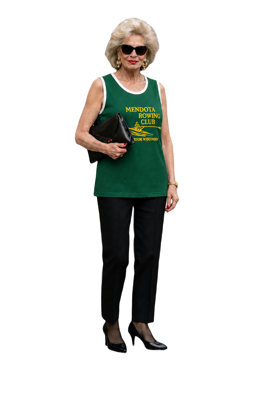 1990s Dark Green Cotton Blend Tank Top - Model