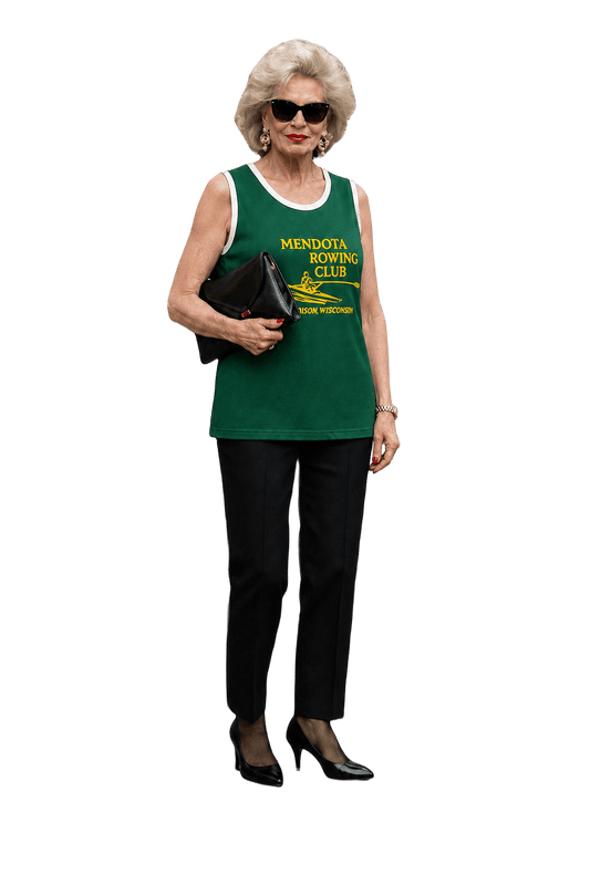 1990s Dark Green Cotton Blend Tank Top - Model