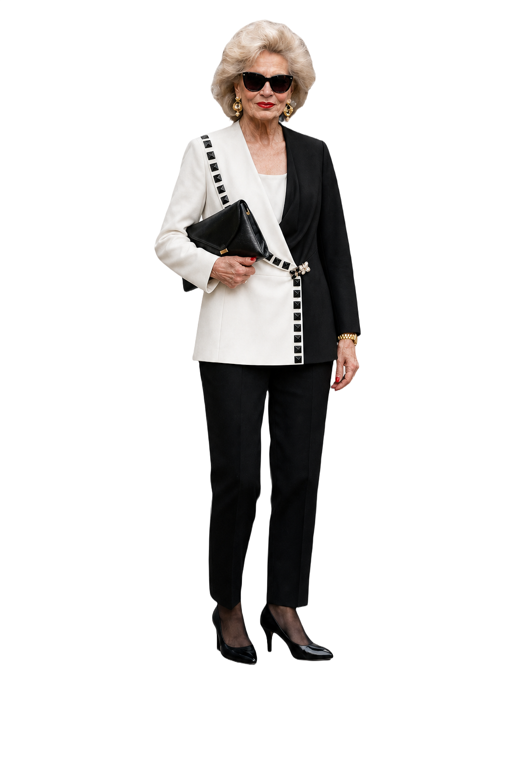 1980s White Polyester Blazer - Model