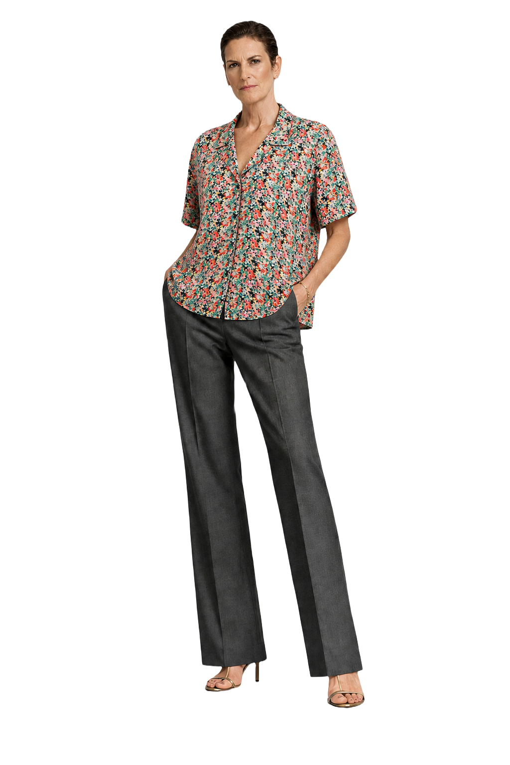 1990s Multi-color Cotton Blouse - Model
