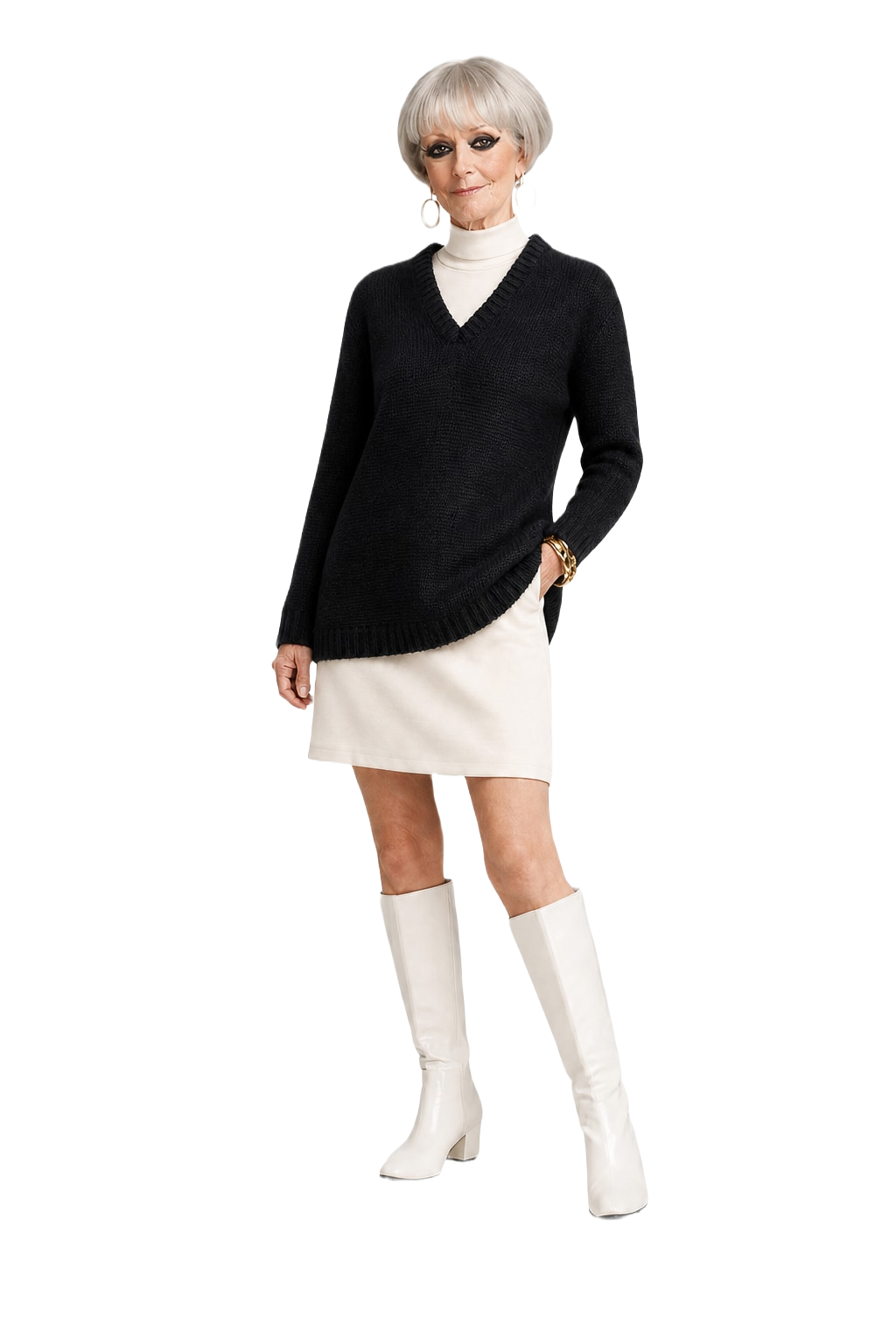 1960s Black Synthetic Blend Sweater - Model