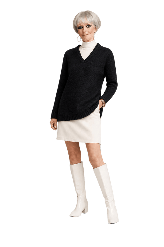 1960s Black Synthetic Blend Sweater - Model