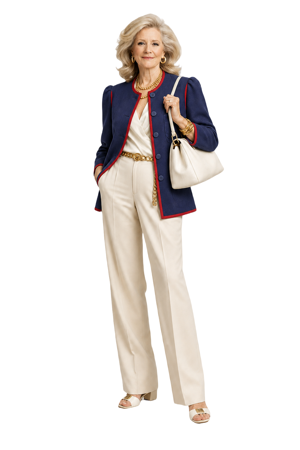 1970s Navy Blue Wool Blend Blazer - Model