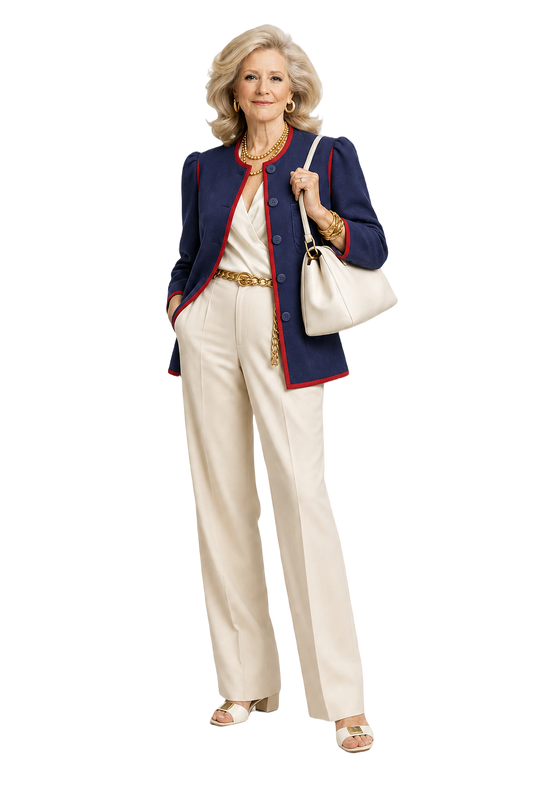 1970s Navy Blue Wool Blend Blazer - Model