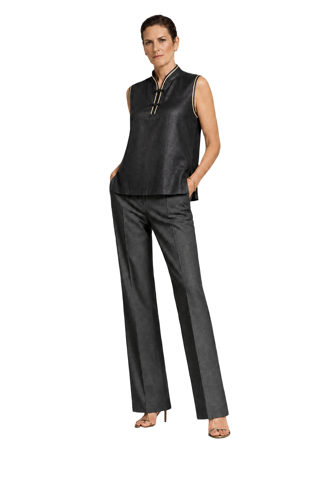1990s Black Silk Blouse - Model
