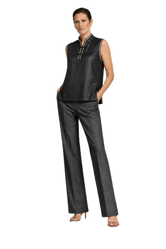 1990s Black Silk Blouse - Model