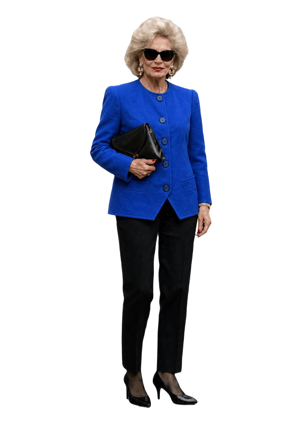 1980s Vibrant Blue Wool Blend Blazer - Model
