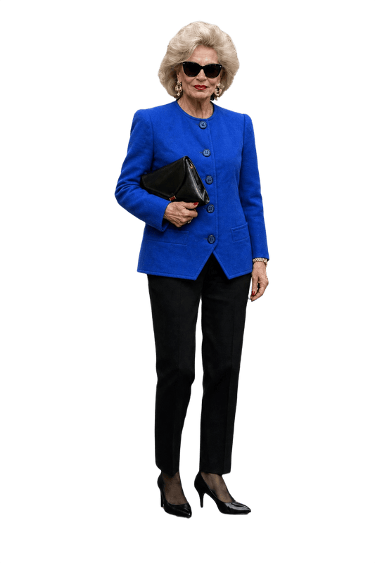 1980s Vibrant Blue Wool Blend Blazer - Model