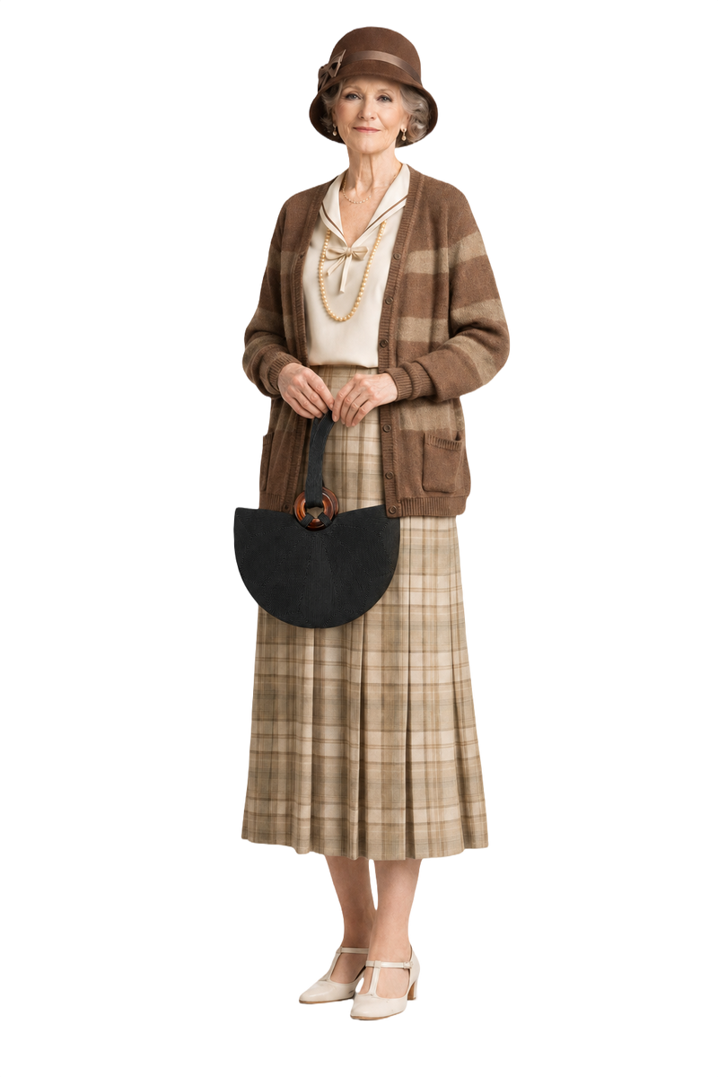 1940s Black Leather Handbag - Model