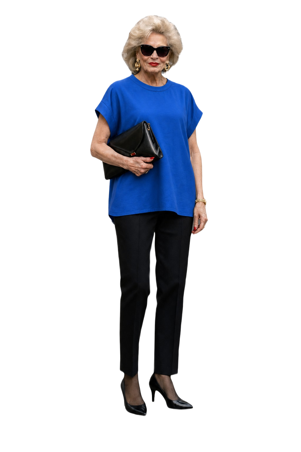 1980s Royal Blue Synthetic Blouse - Model