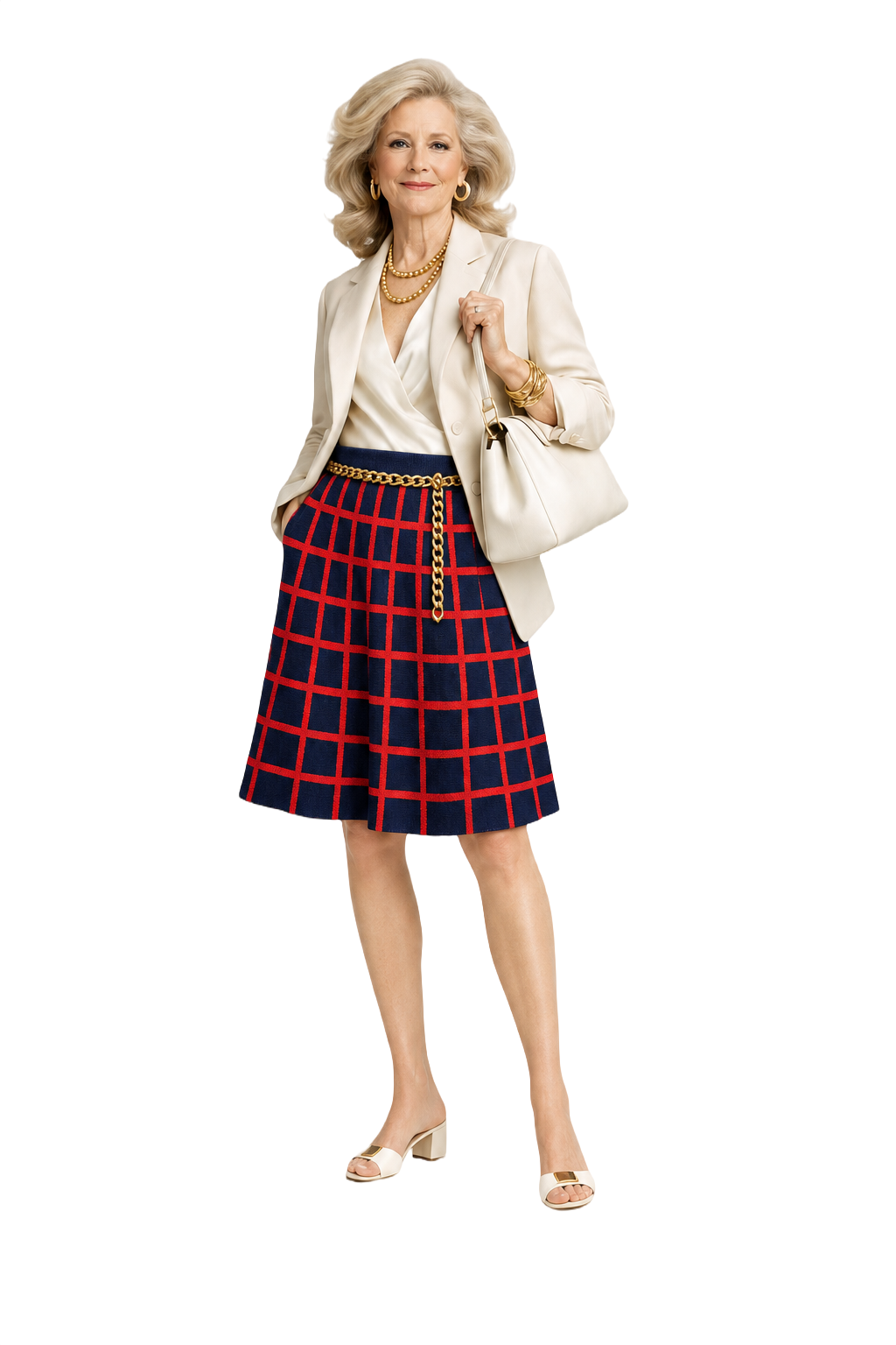 1990s Navy Blue Cotton Blend Skirt - Model