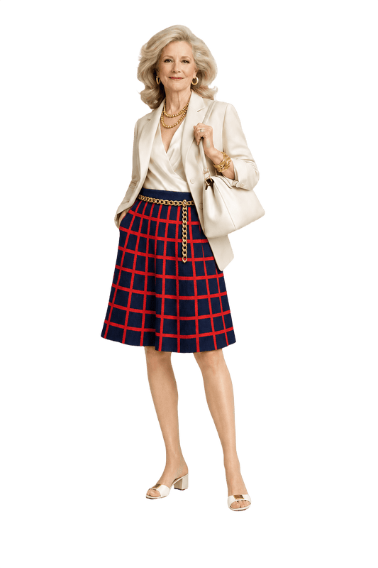 1990s Navy Blue Cotton Blend Skirt - Model