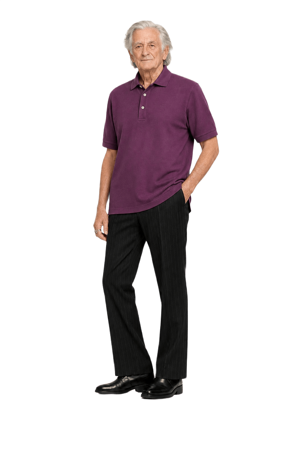 1970s Plum Synthetic Blend Polo - Model