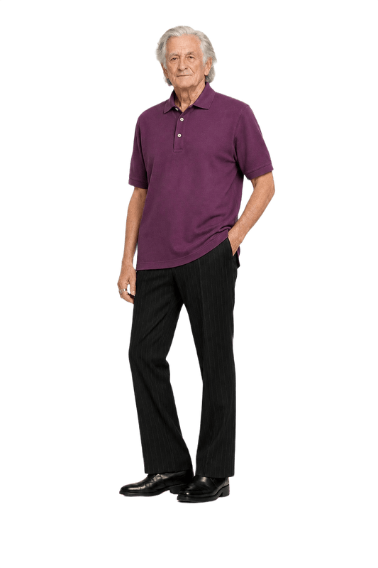 1970s Plum Synthetic Blend Polo - Model