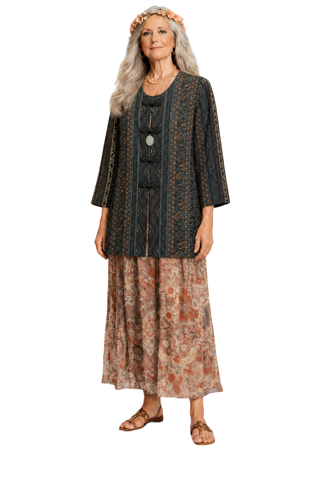 1970s Dark Green Cotton Blend Jacket - Model