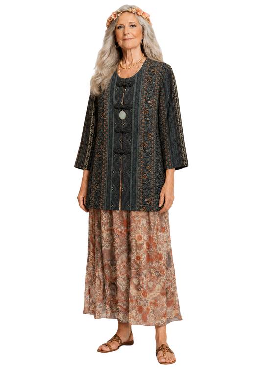 1970s Dark Green Cotton Blend Jacket - Model