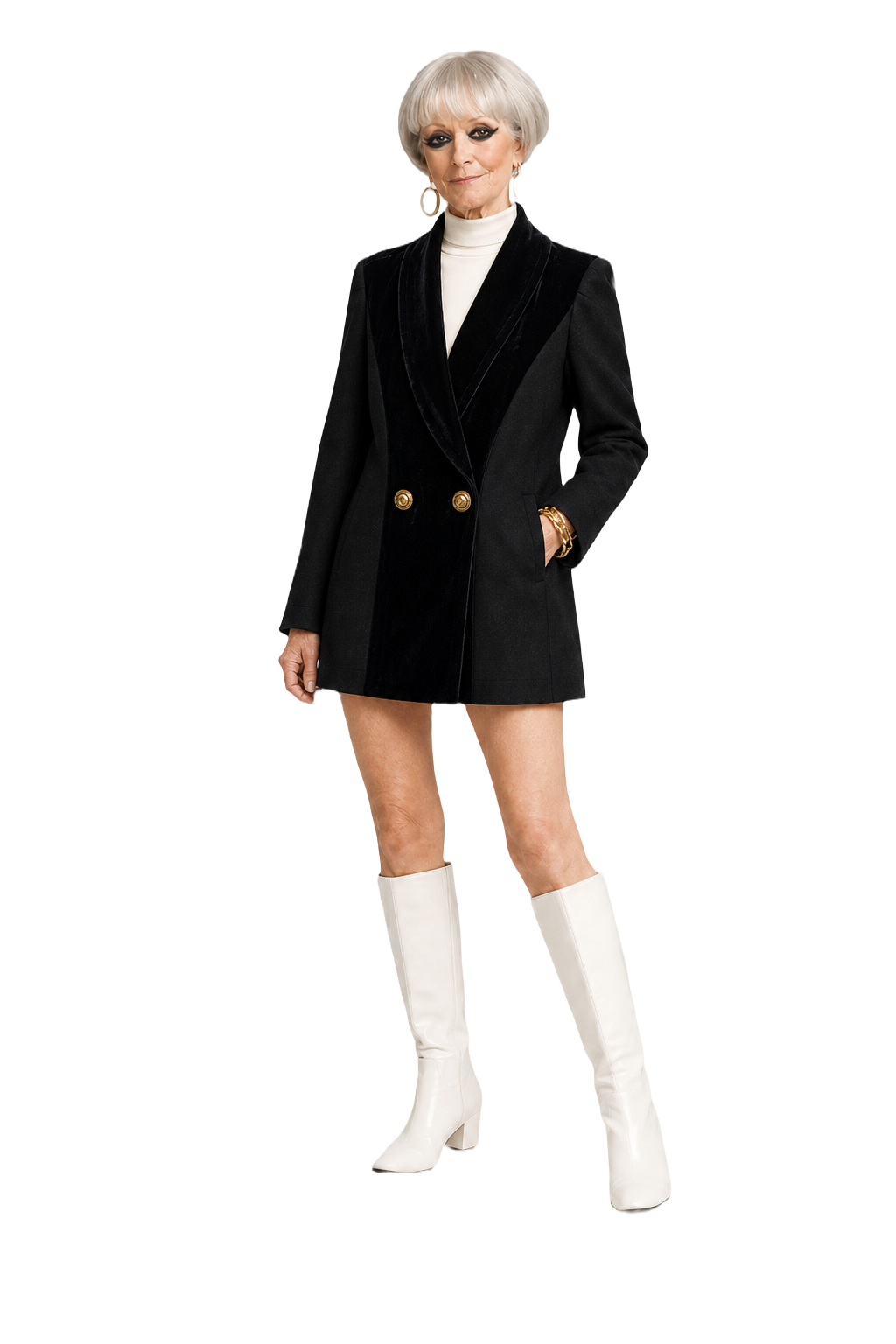 1960s Black Polyester Blazer - Model