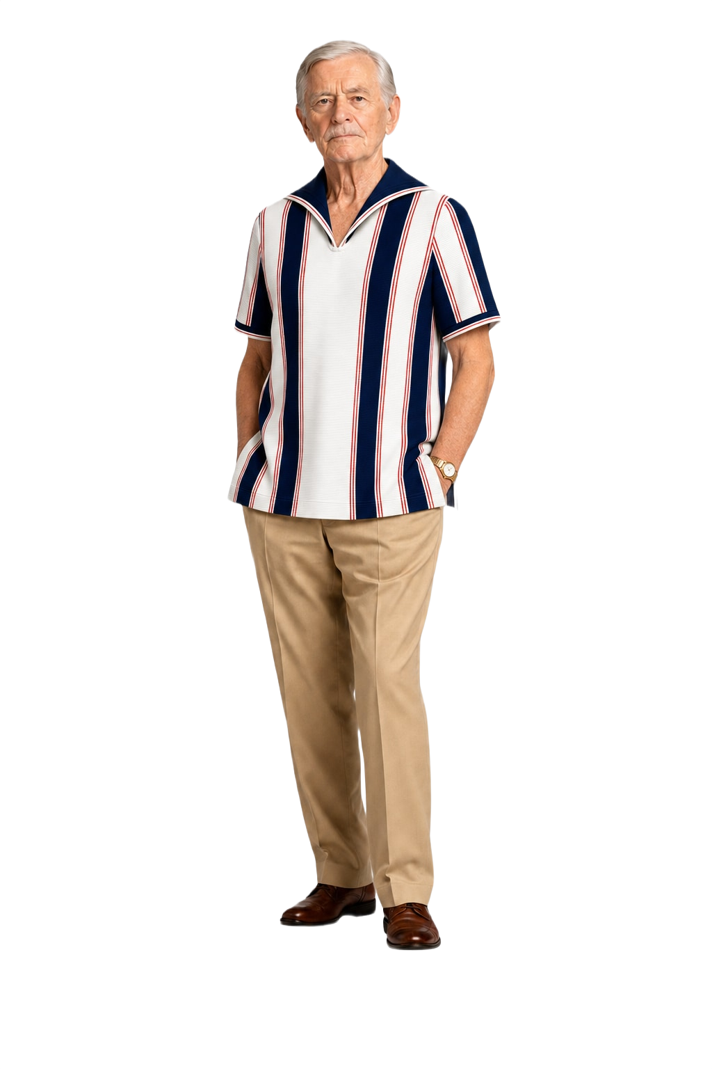 1960s Navy Blue Polyester Shirt - Model