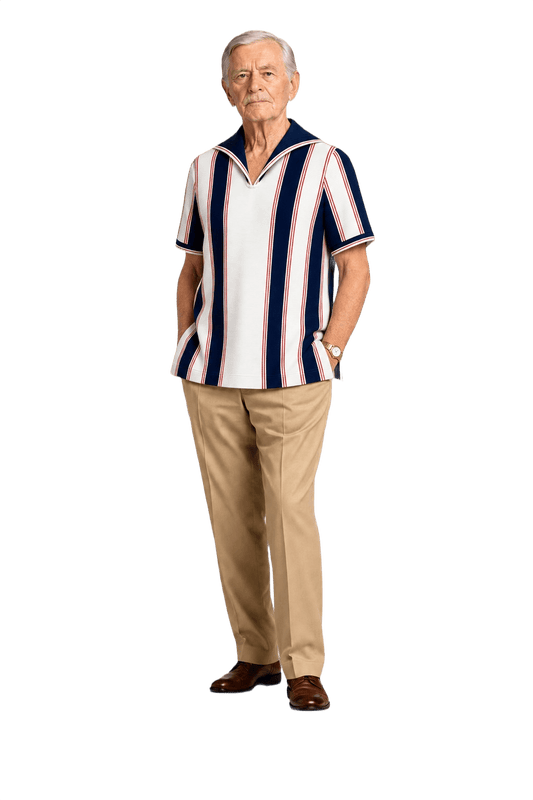 1960s Navy Blue Polyester Shirt - Model