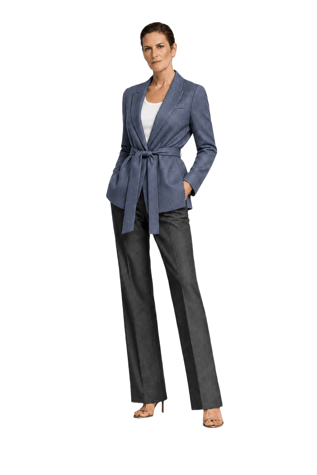 1990s Steel Blue Wool Blend Blazer - Model