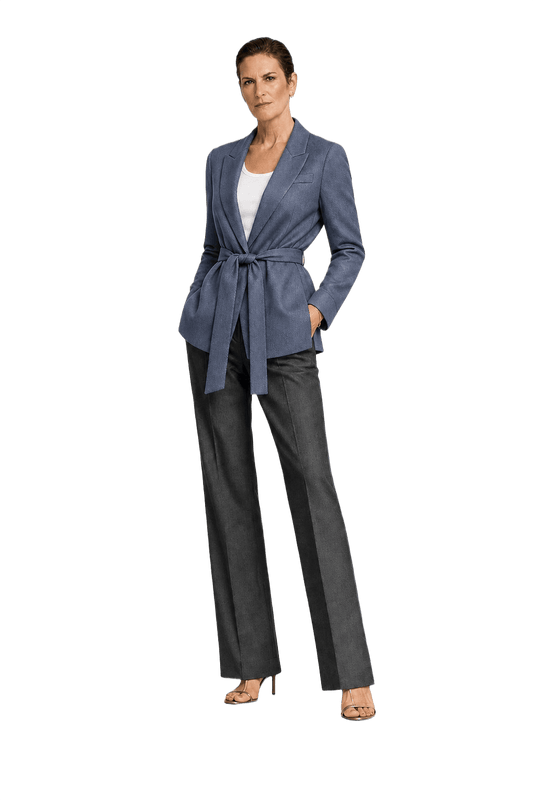 1990s Steel Blue Wool Blend Blazer - Model