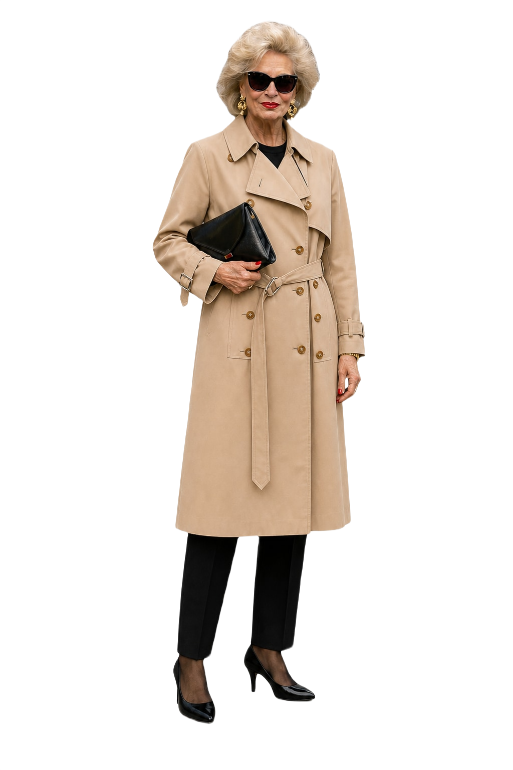 1980s Beige Cotton Trench Coat - Model