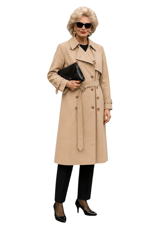1980s Beige Cotton Trench Coat - Model