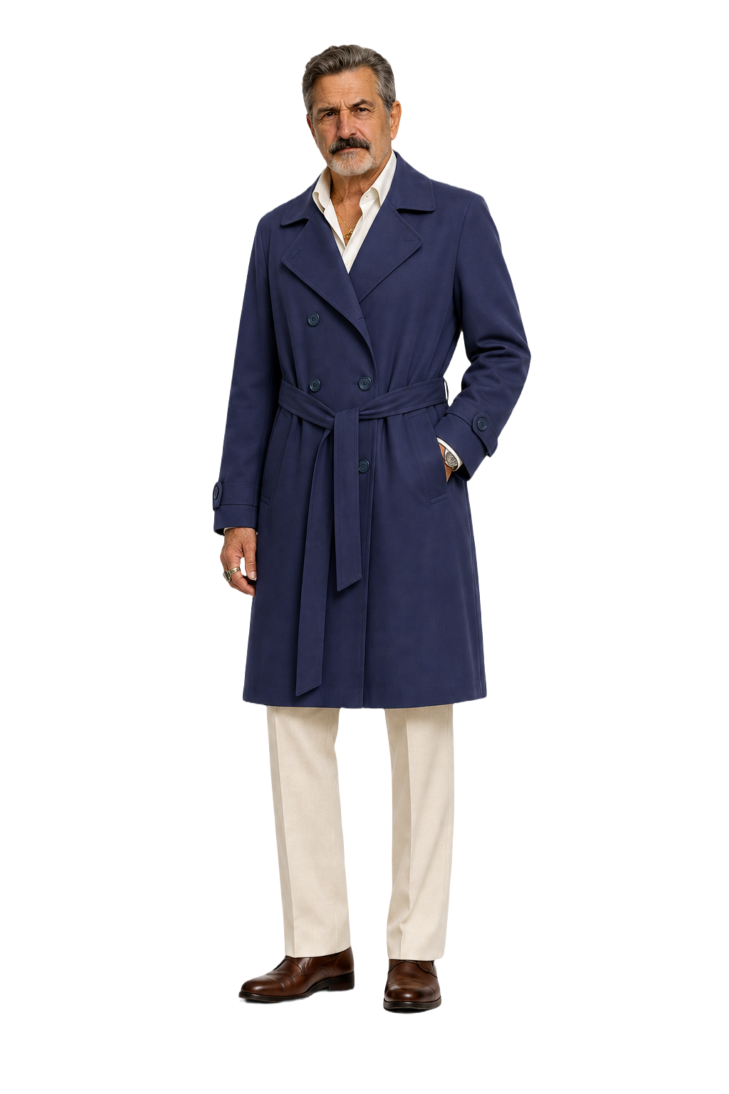 1980s Navy Blue Cotton Coat - Model