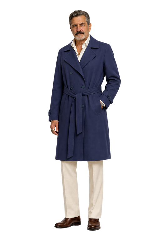 1980s Navy Blue Cotton Coat - Model