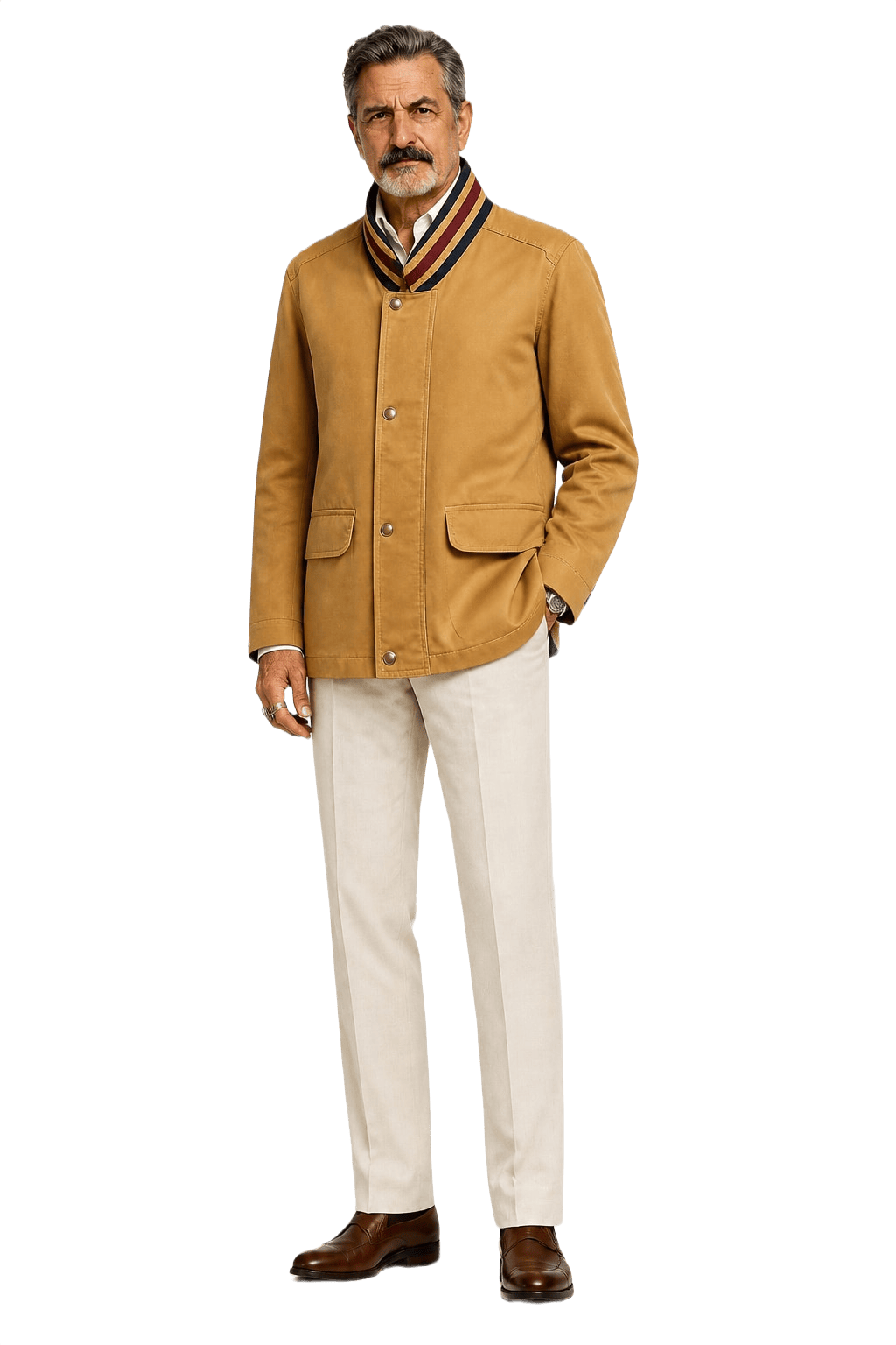 1980s Tan Wool Blend Jacket - Model