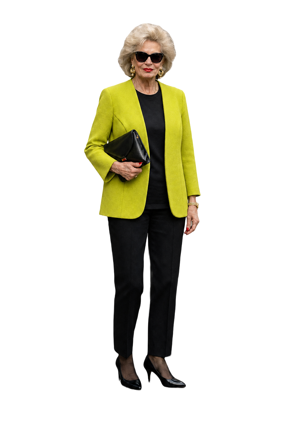 1980s Lime Green Synthetic Blend Jacket - Model