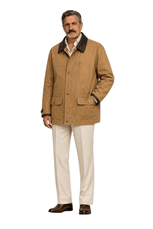 1980s Khaki Cotton Blend Jacket - Model