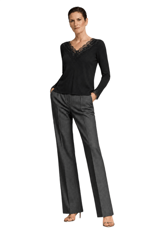 1990s Black Ribbed Blouse - Model
