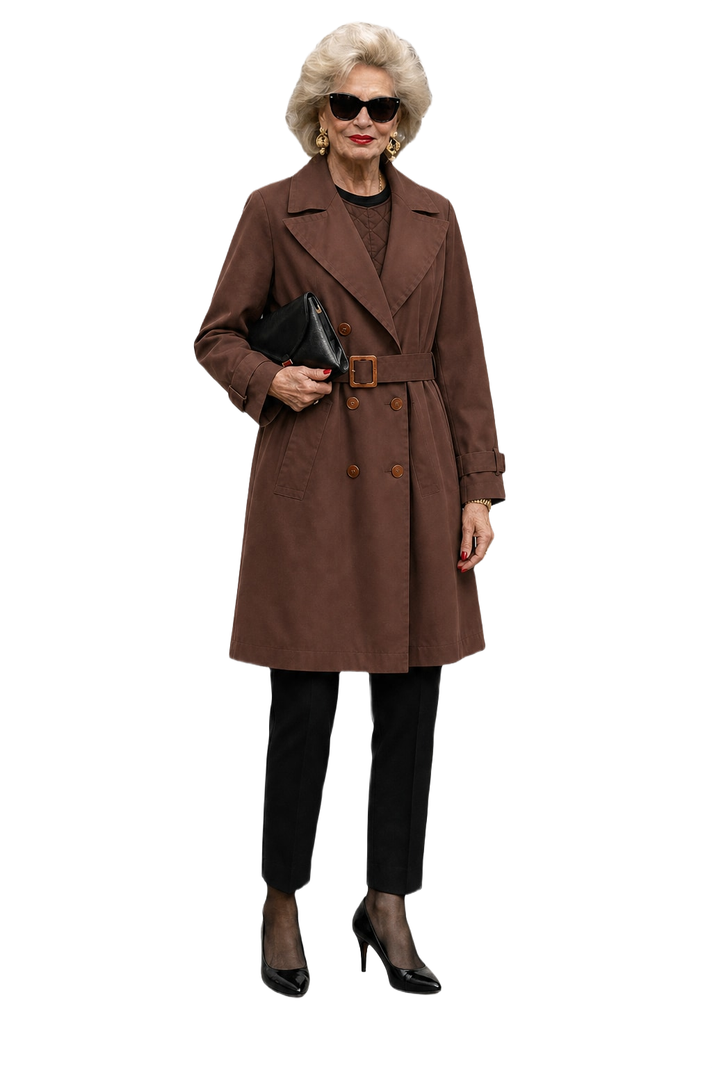 1980s Brown Cotton Trench Coat - Model