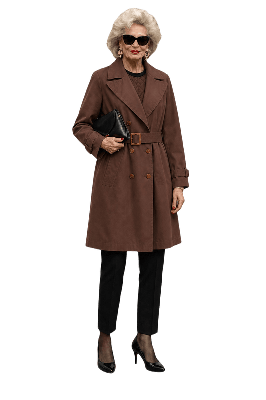 1980s Brown Cotton Trench Coat - Model