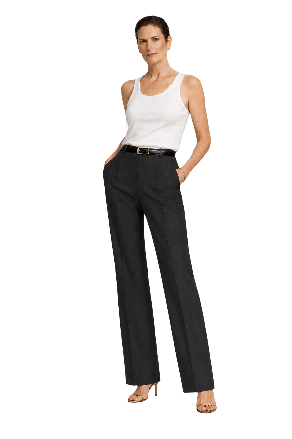 1990s Black Wool Blend Pants - Model