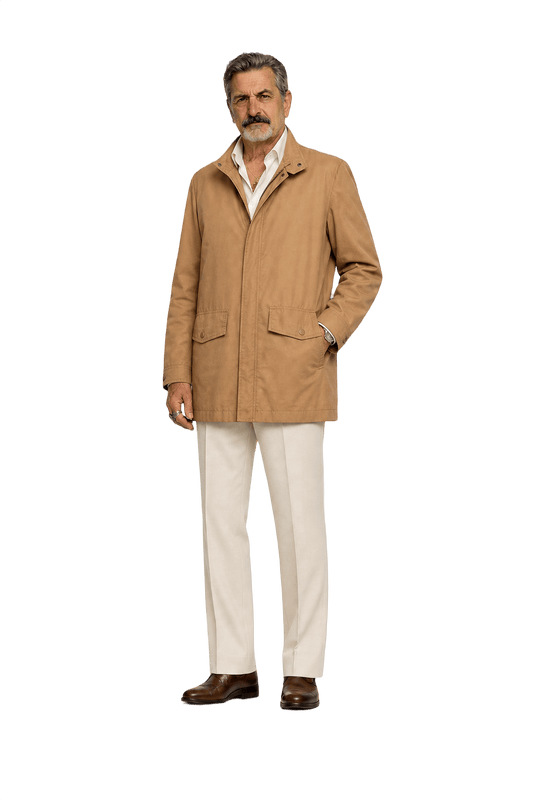1980s Khaki Cotton Blend Coat - Model