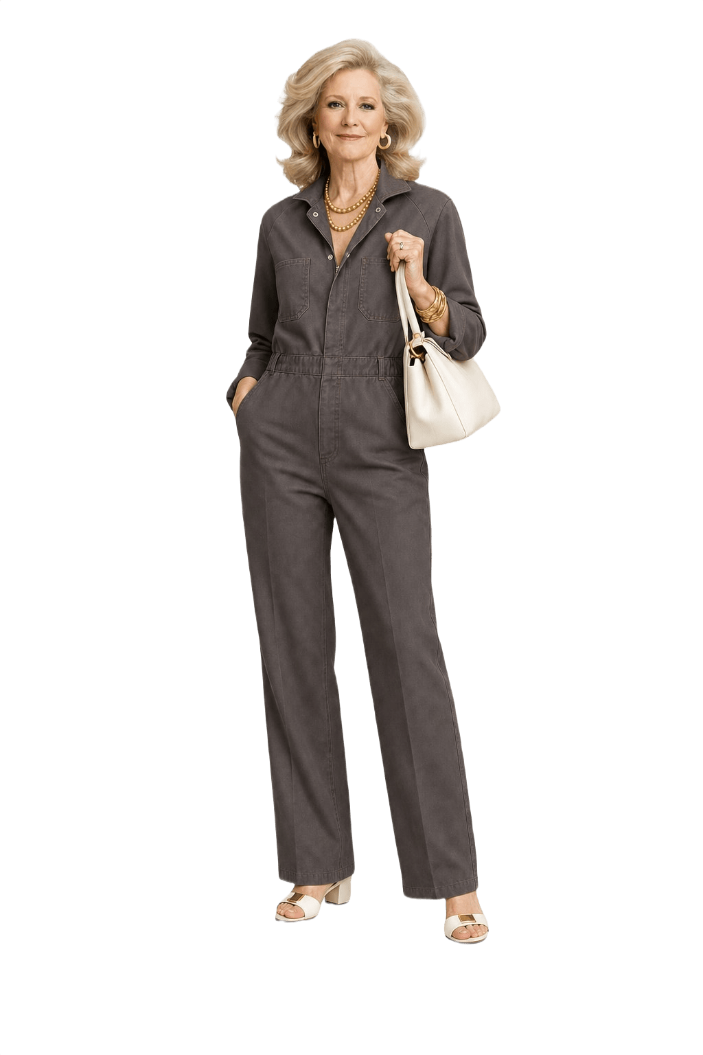 1970s Brown Cotton Jumpsuit - Model