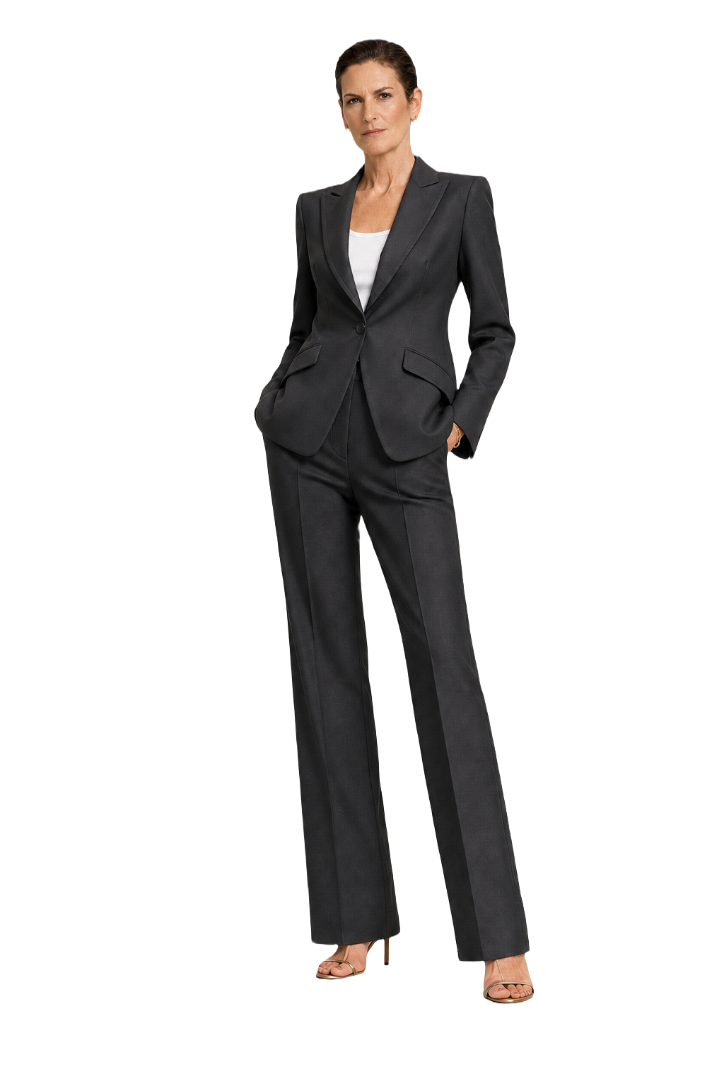 1990s Black Cotton Blend Blazer and Trousers Set - Model