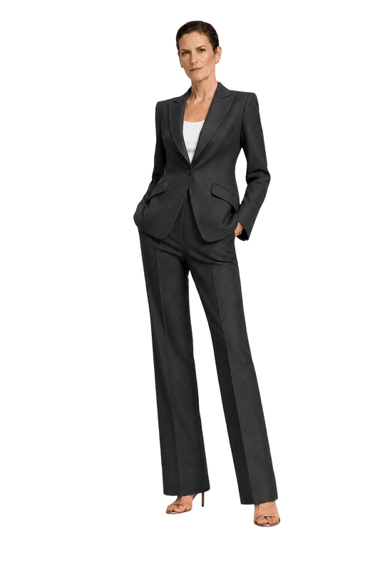 1990s Black Cotton Blend Blazer and Trousers Set - Model