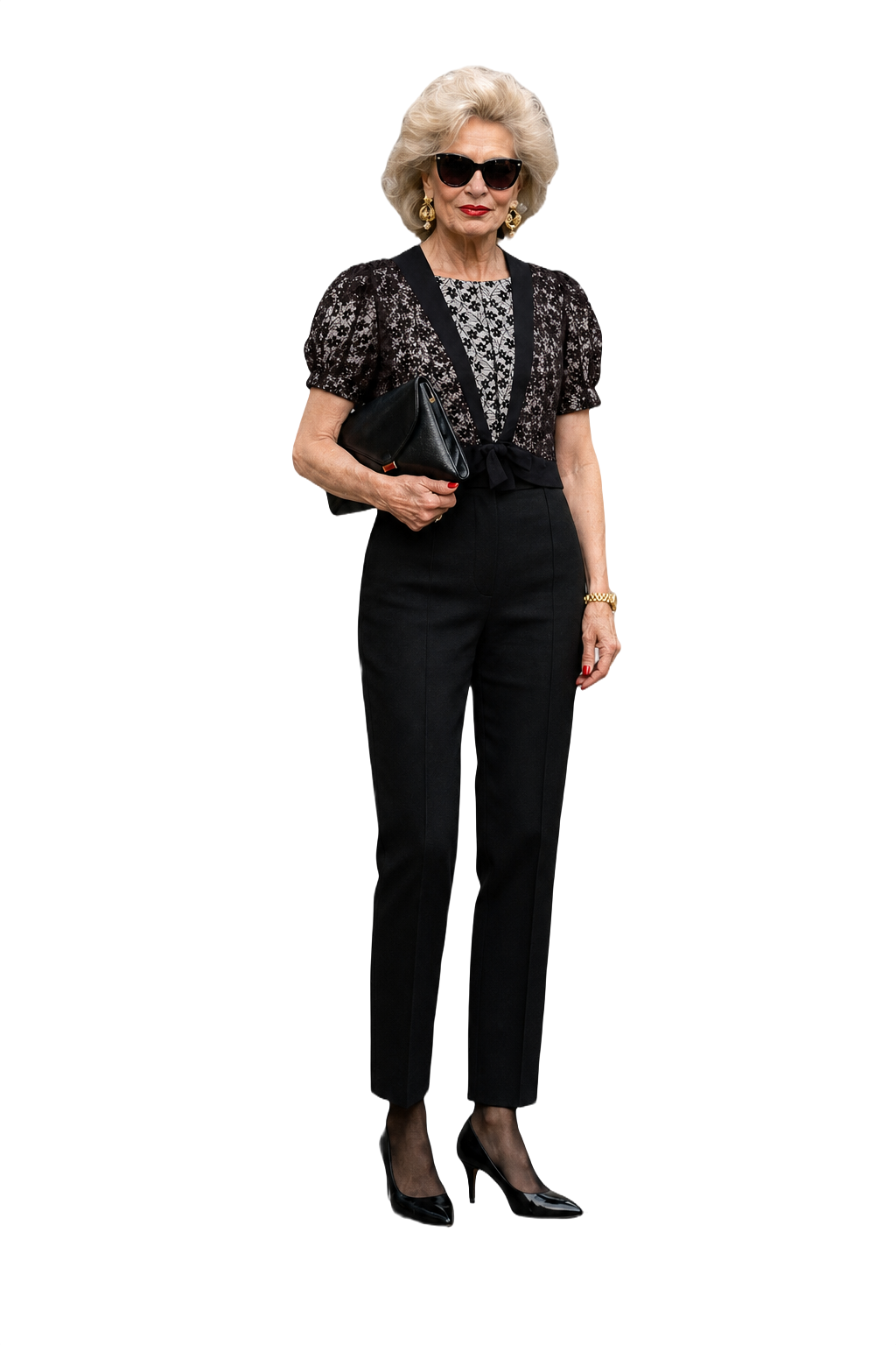 1980s Black Lace Blouse - Model