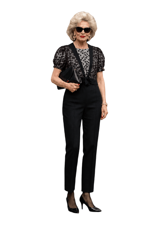 1980s Black Lace Blouse - Model