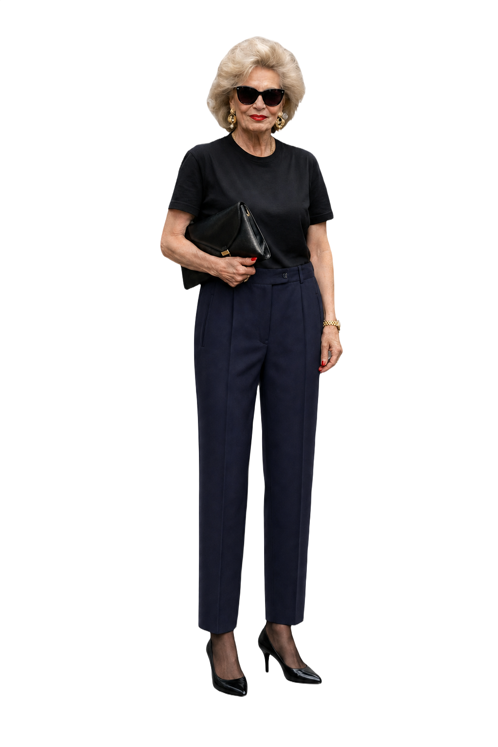1980s Black Polyester Trousers - Model