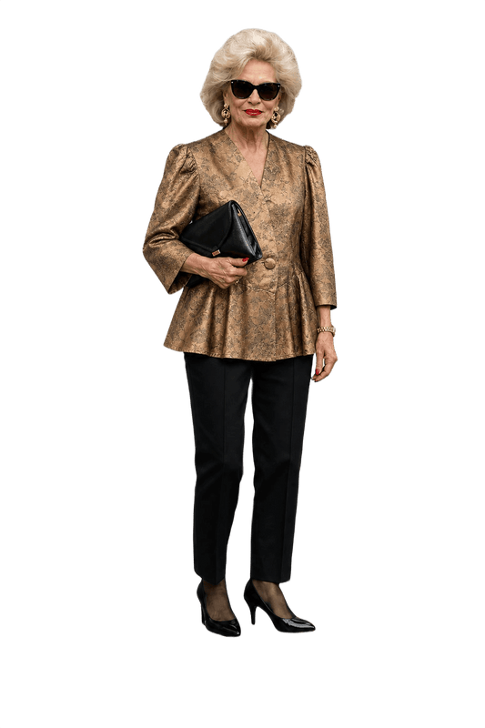 1980s Gold Acetate Blazer - Model
