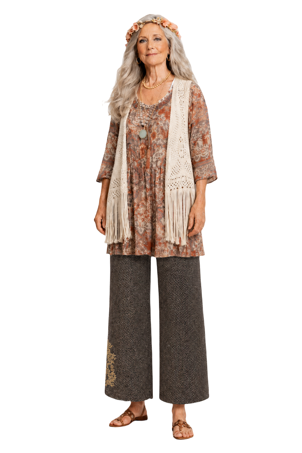 1980s Brown Polyester Pants - Model