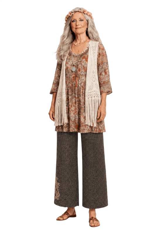 1980s Brown Polyester Pants - Model