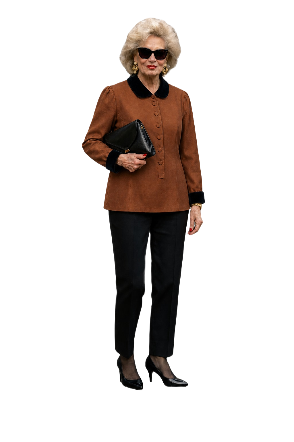 1980s Rusty Brown Silk Blouse - Model