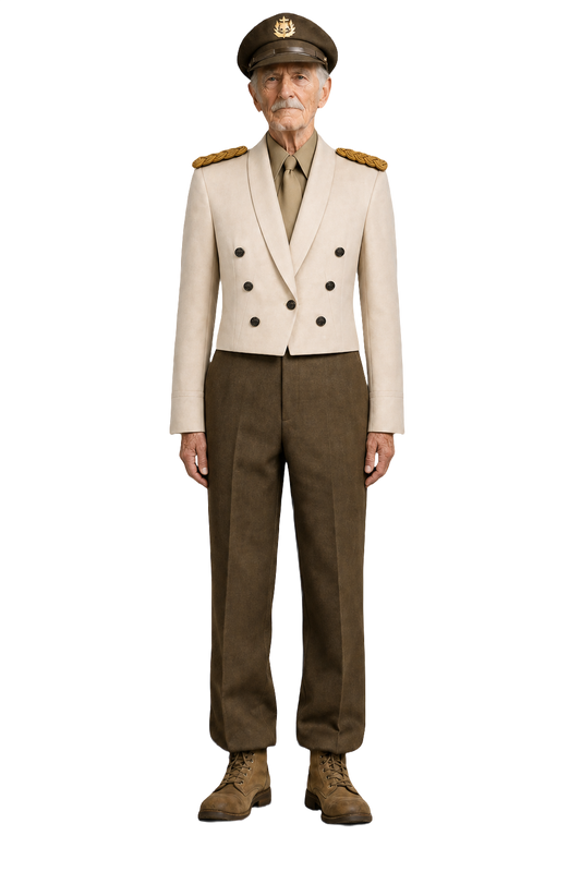 1940s Cream Wool Blend Jacket - Model